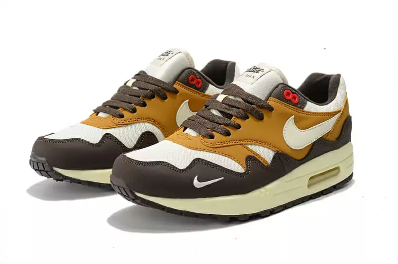 2022 nike air max 1 87 sports sneakers vagues homme et femme noir jaune blanc2